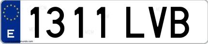 Ejemplo de matrícula española 1311 LVB