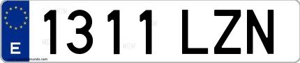 Ejemplo de matrícula española 1311 LZN
