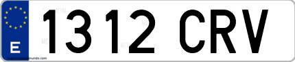 Ejemplo de matrícula de coche ordinaria 1312 CRV