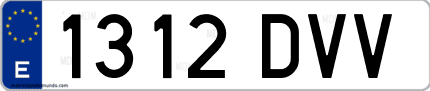 Ejemplo de matrícula de coche ordinaria 1312 DVV