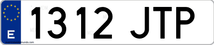 Ejemplo de matrícula de coche ordinaria 1312 JTP