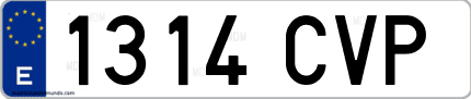 Ejemplo de matrícula de coche ordinaria 1314 CVP