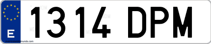 Ejemplo de matrícula de coche ordinaria 1314 DPM