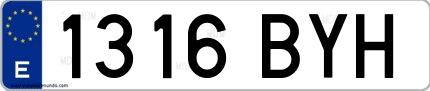 Ejemplo de matrícula española 1316 BYH