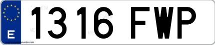 Ejemplo de matrícula española 1316 FWP