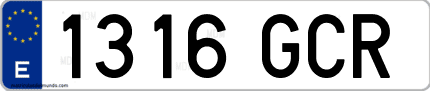 Ejemplo de matrícula de coche ordinaria 1316 GCR