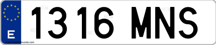 Ejemplo de matrícula de coche ordinaria 1316 MNS