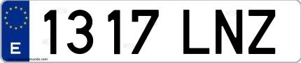 Ejemplo de matrícula de coche ordinaria 1317 LNZ
