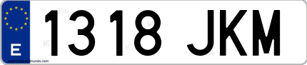 Ejemplo de matrícula de coche ordinaria 1318 JKM