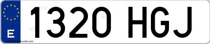 Ejemplo de matrícula española 1320 HGJ