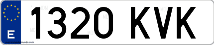 Ejemplo de matrícula de coche ordinaria 1320 KVK
