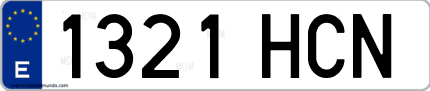 Ejemplo de matrícula de coche ordinaria 1321 HCN