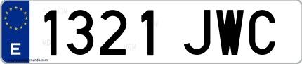 Ejemplo de matrícula española 1321 JWC