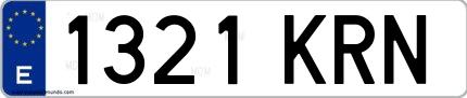Ejemplo de matrícula española 1321 KRN