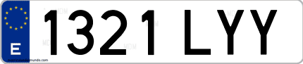 Ejemplo de matrícula de coche ordinaria 1321 LYY