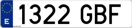 Ejemplo de matrícula española 1322 GBF