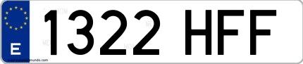 Ejemplo de matrícula española 1322 HFF