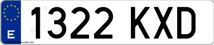 Ejemplo de matrícula española 1322 KXD
