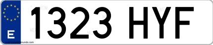 Ejemplo de matrícula española 1323 HYF