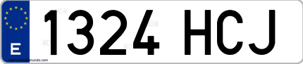 Ejemplo de matrícula de coche ordinaria 1324 HCJ
