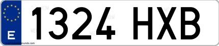 Ejemplo de matrícula española 1324 HXB