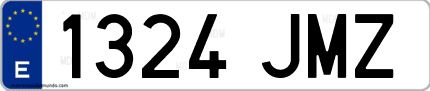 Ejemplo de matrícula de coche ordinaria 1324 JMZ