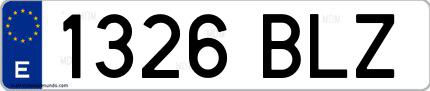 Ejemplo de matrícula española 1326 BLZ