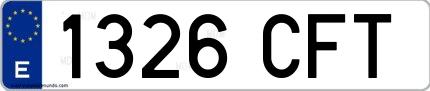 Ejemplo de matrícula española 1326 CFT