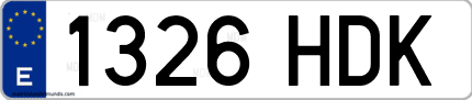Ejemplo de matrícula de coche ordinaria 1326 HDK