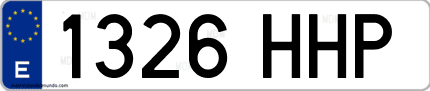 Ejemplo de matrícula de coche ordinaria 1326 HHP