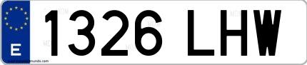 Ejemplo de matrícula española 1326 LHW