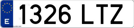 Ejemplo de matrícula española 1326 LTZ