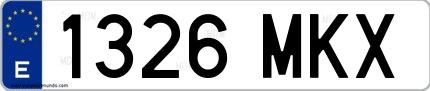 Ejemplo de matrícula española 1326 MKX