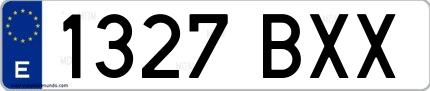 Ejemplo de matrícula española 1327 BXX
