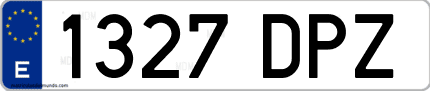 Ejemplo de matrícula de coche ordinaria 1327 DPZ