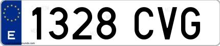 Ejemplo de matrícula española 1328 CVG