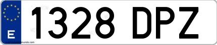 Ejemplo de matrícula española 1328 DPZ