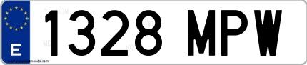 Ejemplo de matrícula española 1328 MPW