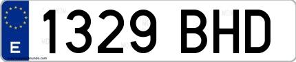 Ejemplo de matrícula española 1329 BHD
