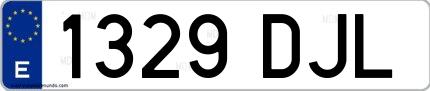 Ejemplo de matrícula española 1329 DJL