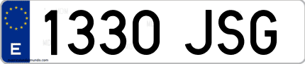 Ejemplo de matrícula de coche ordinaria 1330 JSG