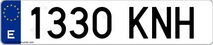 Ejemplo de matrícula española 1330 KNH