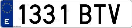 Ejemplo de matrícula española 1331 BTV