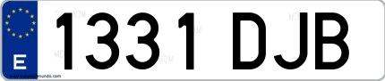 Ejemplo de matrícula de coche ordinaria 1331 DJB