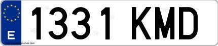 Ejemplo de matrícula española 1331 KMD
