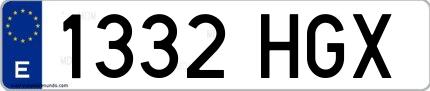 Ejemplo de matrícula española 1332 HGX