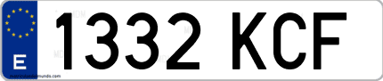 Ejemplo de matrícula de coche ordinaria 1332 KCF