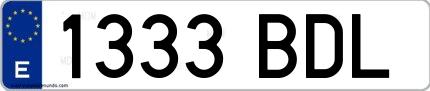 Ejemplo de matrícula española 1333 BDL