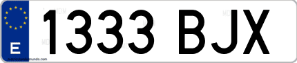 Ejemplo de matrícula de coche ordinaria 1333 BJX