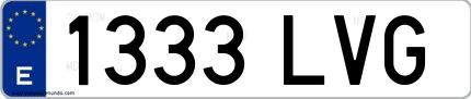 Ejemplo de matrícula española 1333 LVG